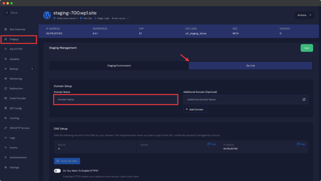 Go Live From Staging