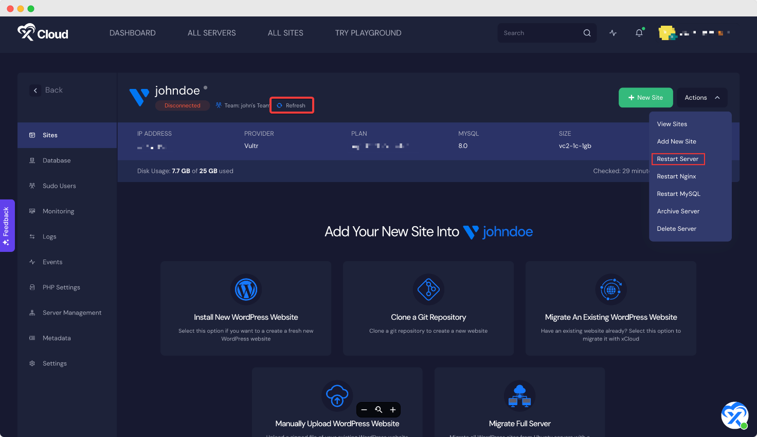 Server Gets Disconnected