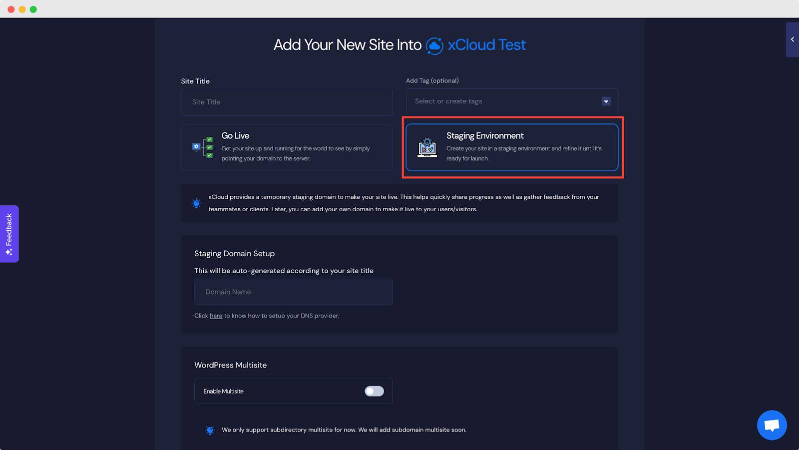 select-staging-environment
