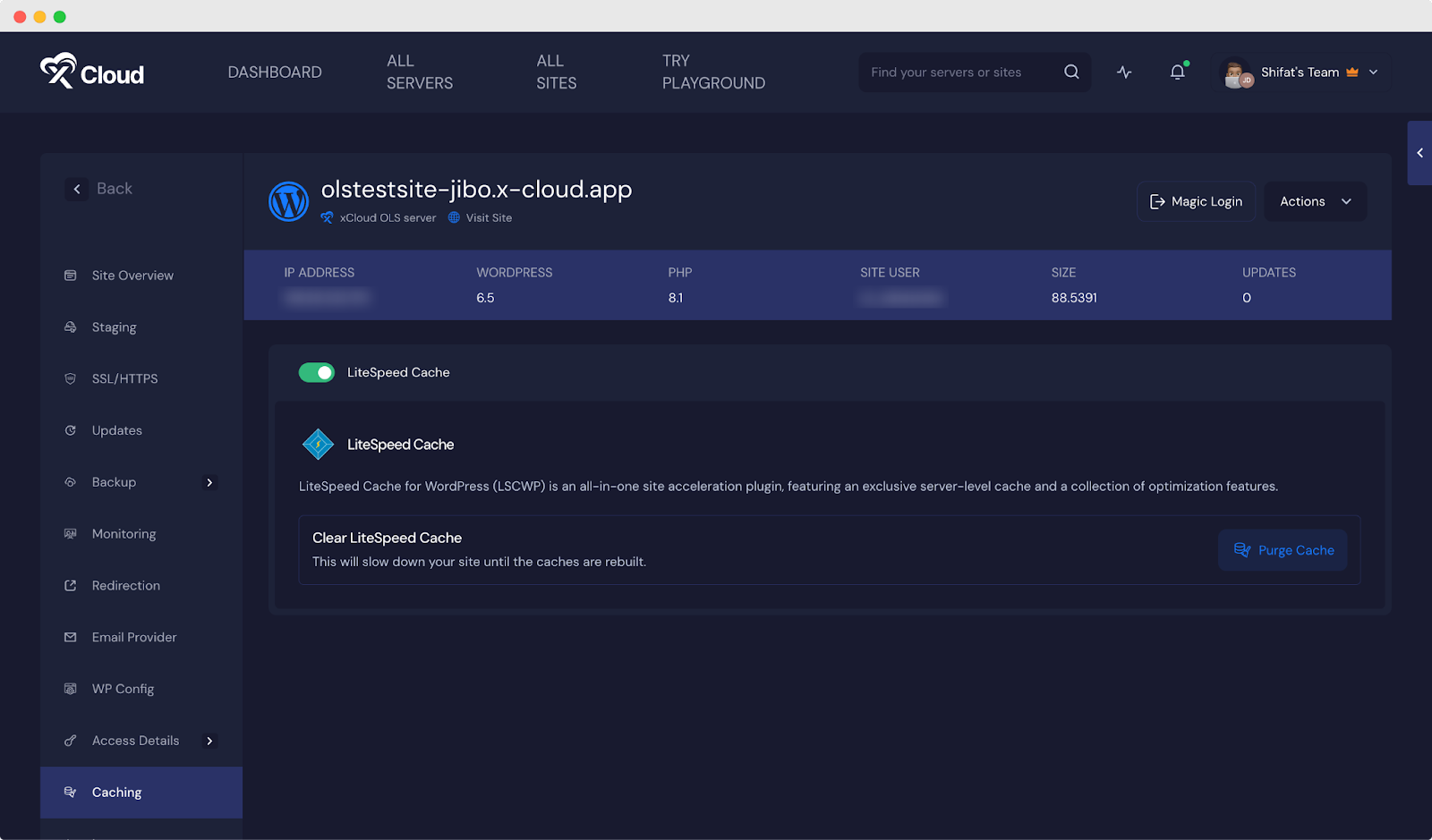 OpenLiteSpeed Server in xCloud