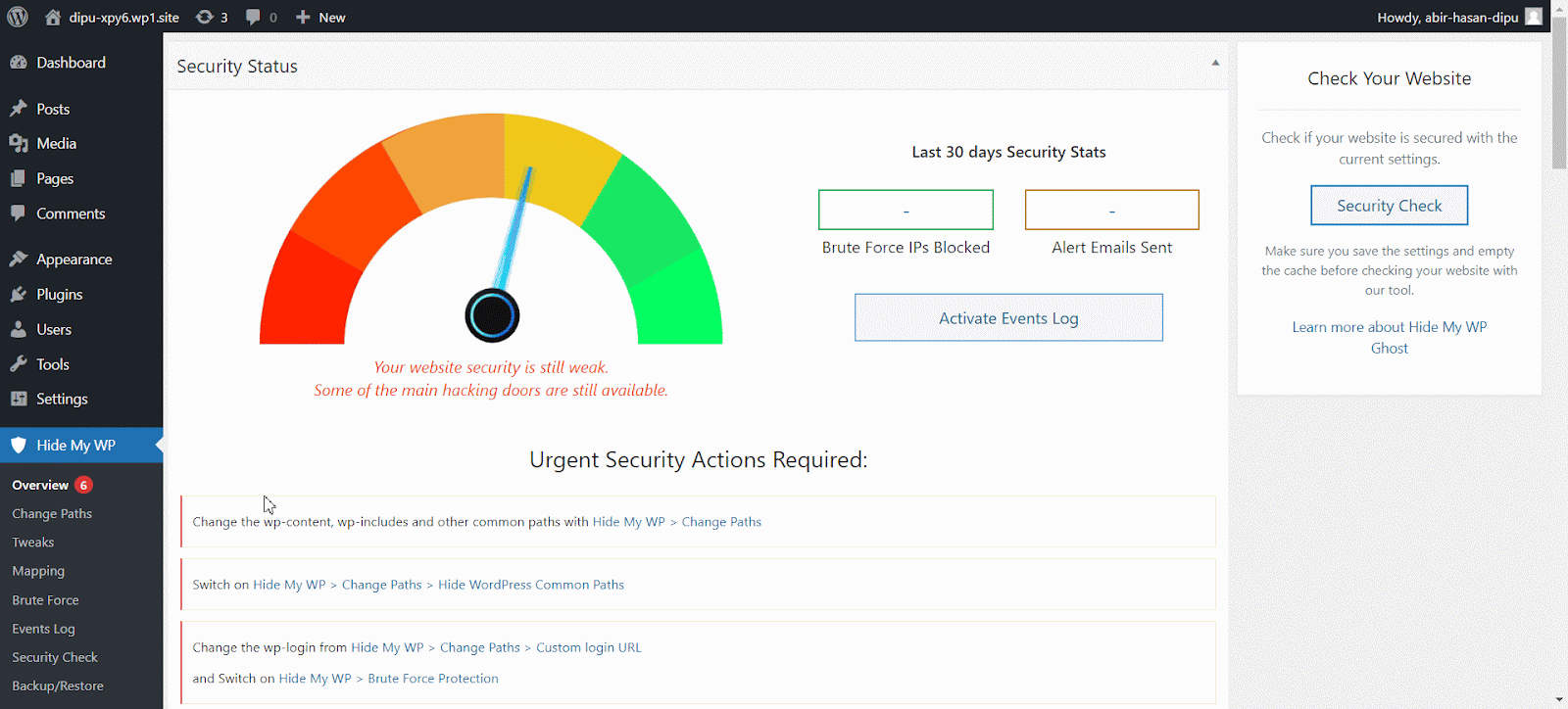 Setup Hide My WP plugin