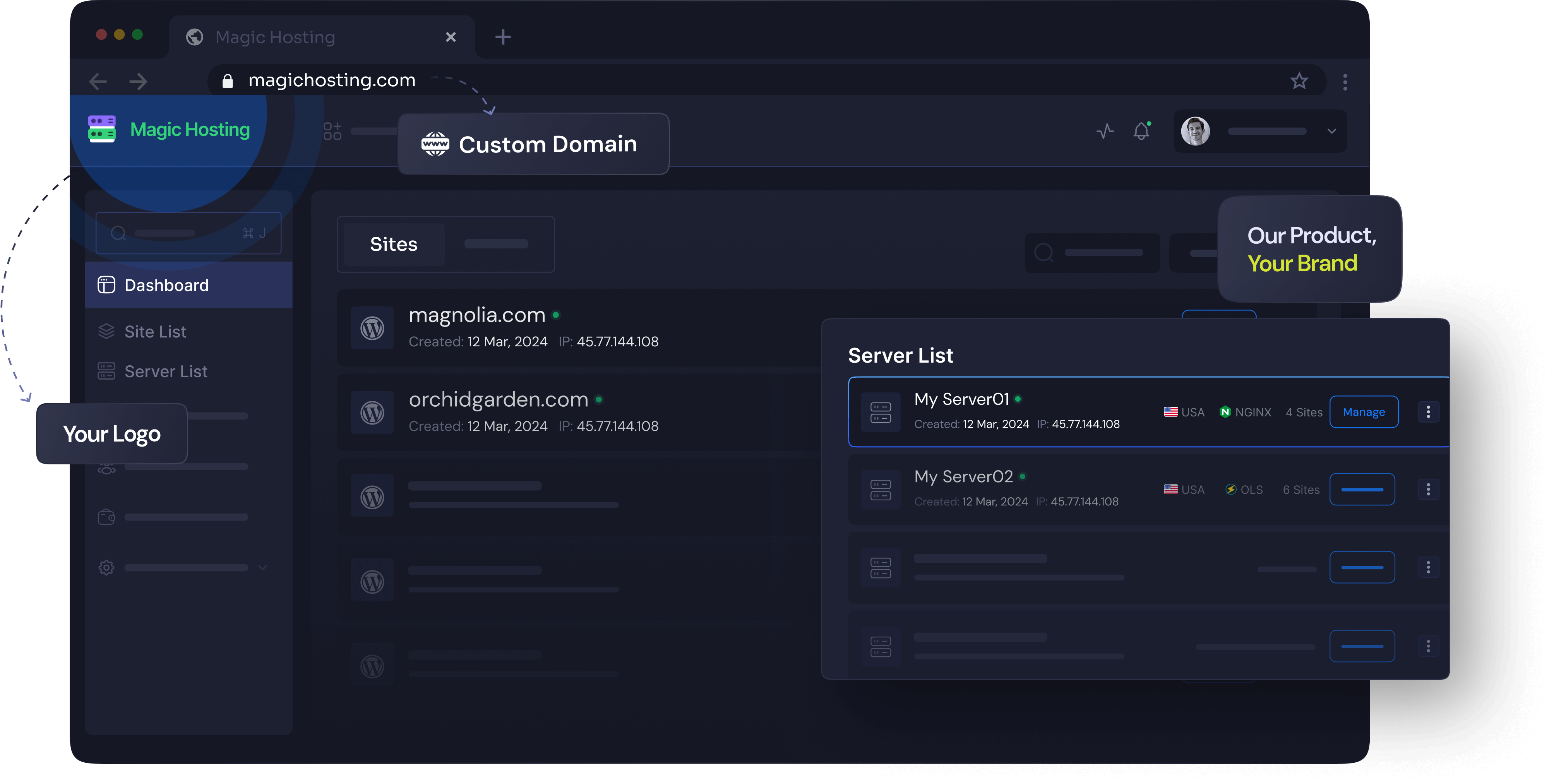 xCloud Reseller Hosting Program Dashboard | xCloud White Label Dashboard