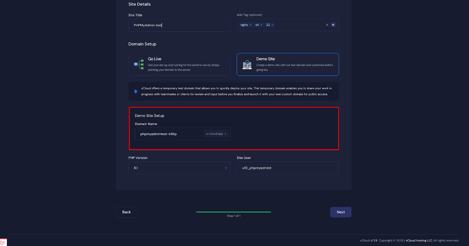 Deploy phpMyAdmin with xCloud