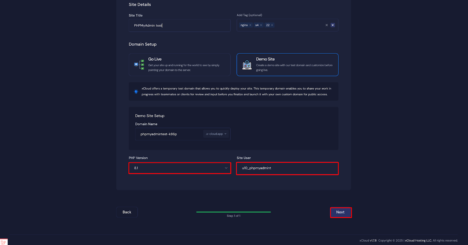 Deploy phpMyAdmin with xCloud