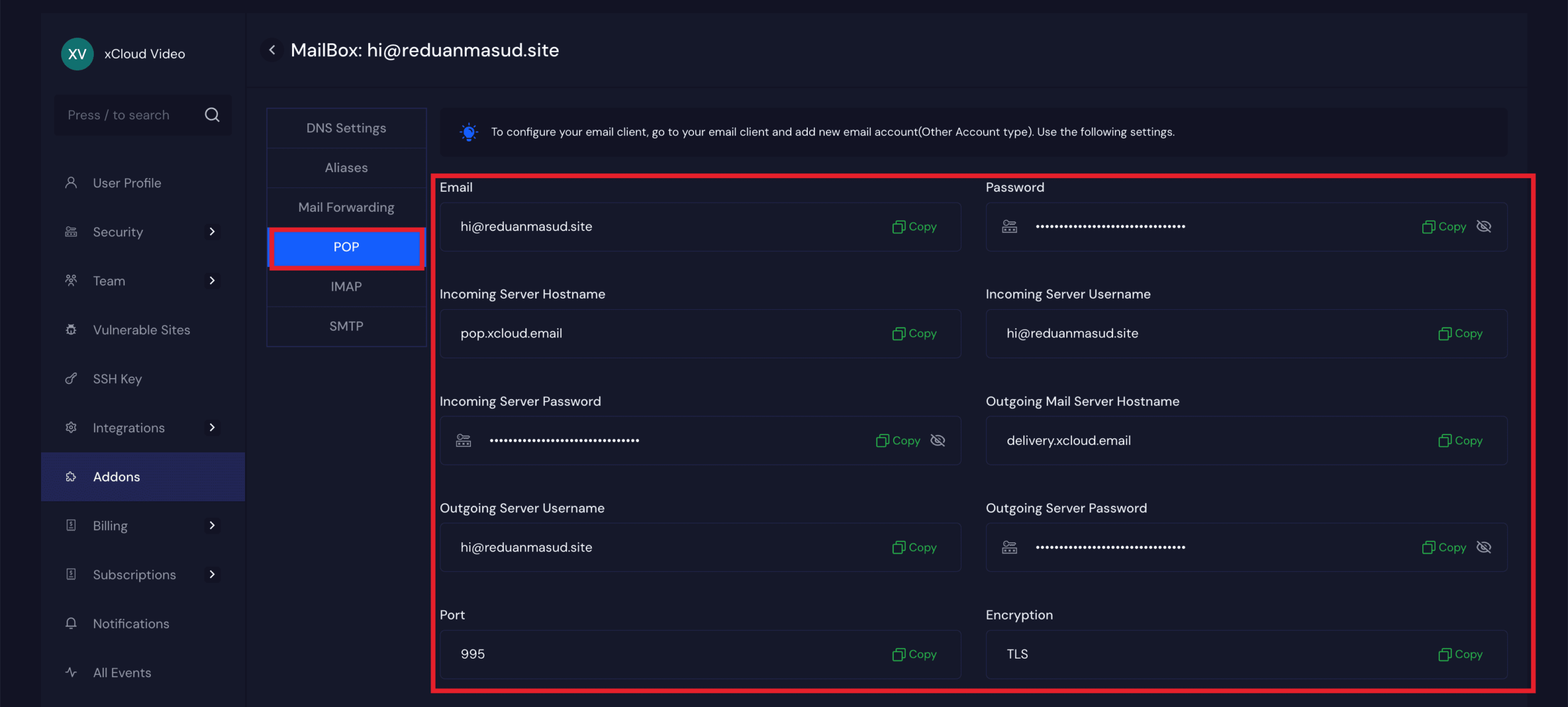 Configure Your Email Client with xCloud Mailbox Addon