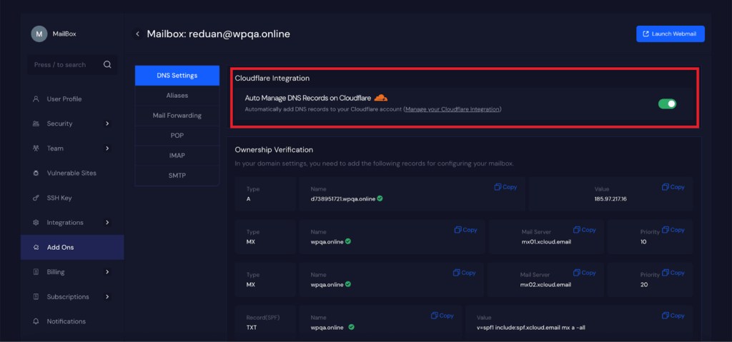 xCloud Mailbox Addon  