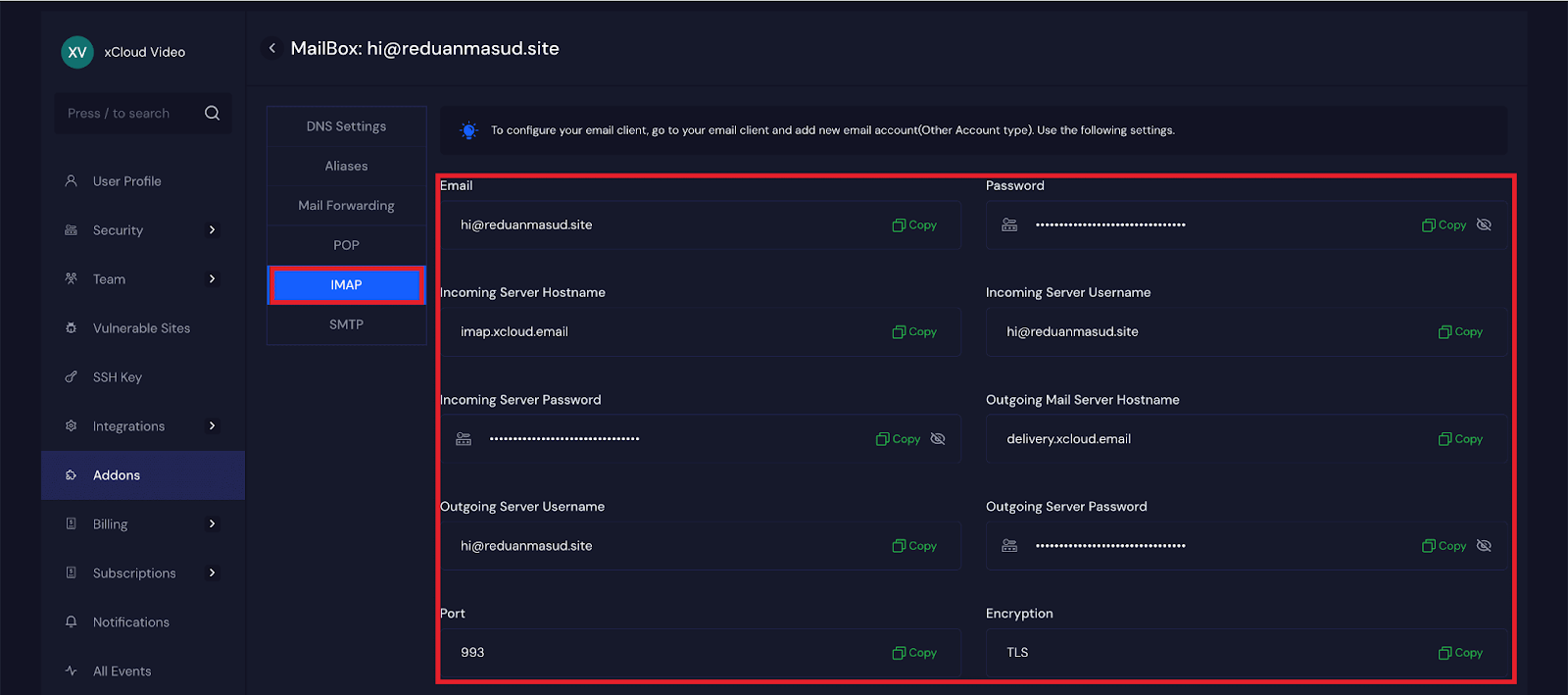 Configure Your Email Client with xCloud Mailbox Addon