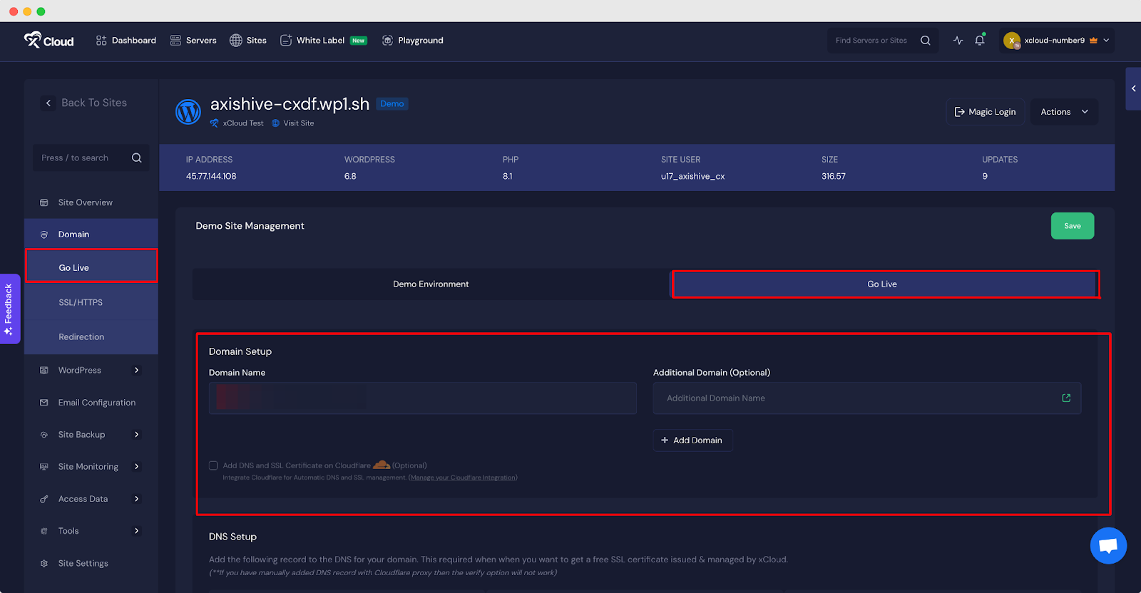 Go Live From Demo Site