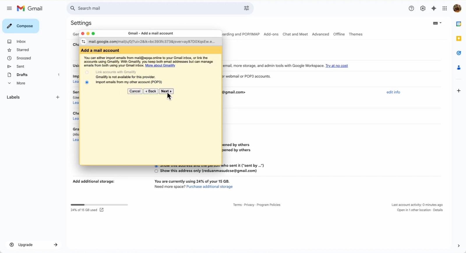 Configure a Business Mail account on Gmail