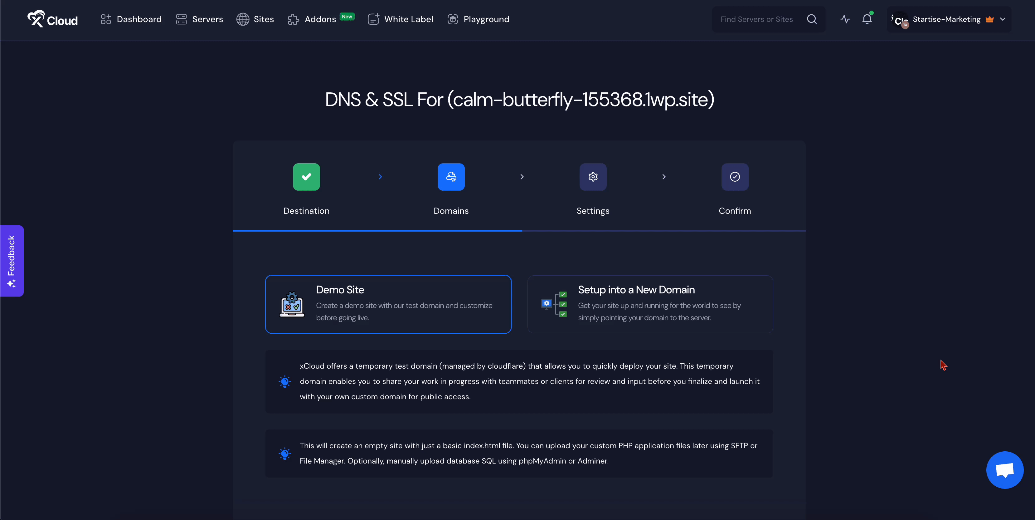 create a blank PHP site
