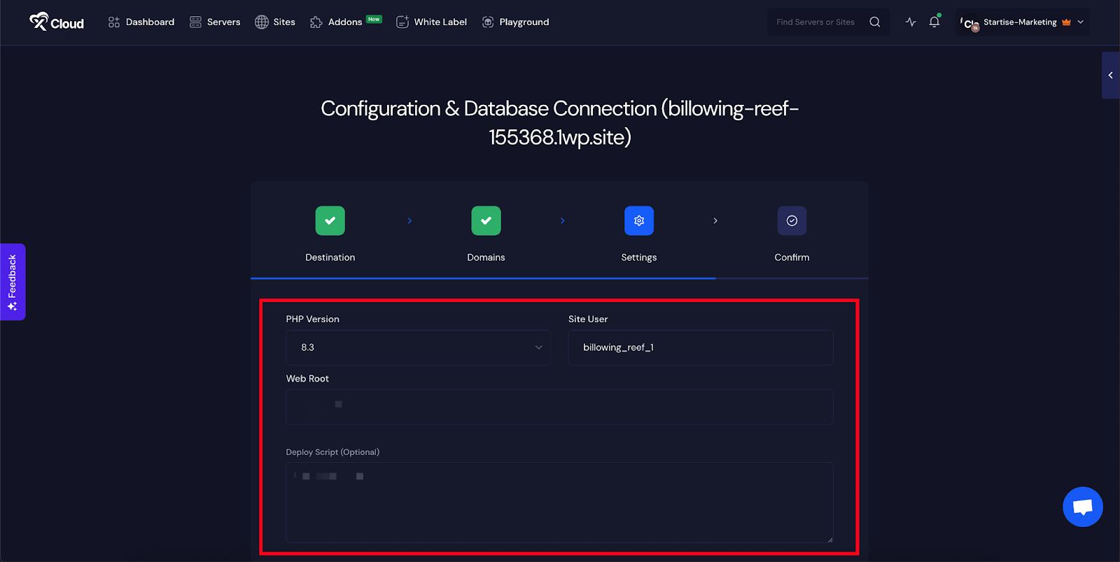 Create a Blank PHP Site

