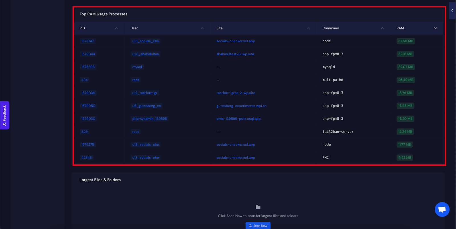 Monitor Server Resource Usage