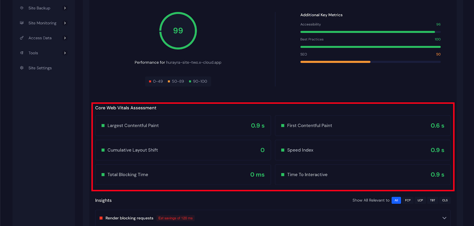 Access Page Speed Insights