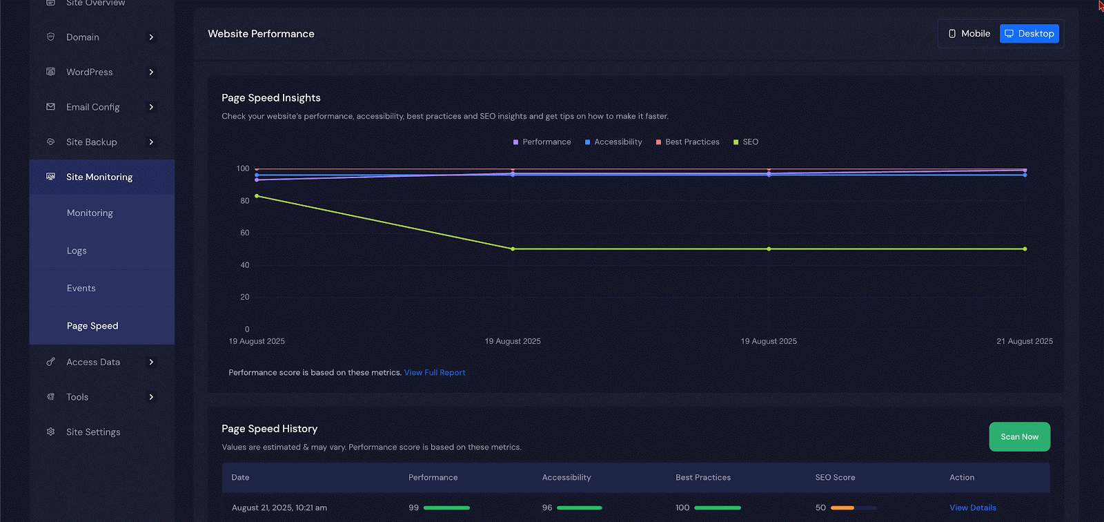 Access Page Speed Insights