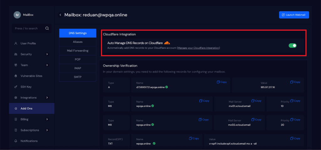 Domain Email Address