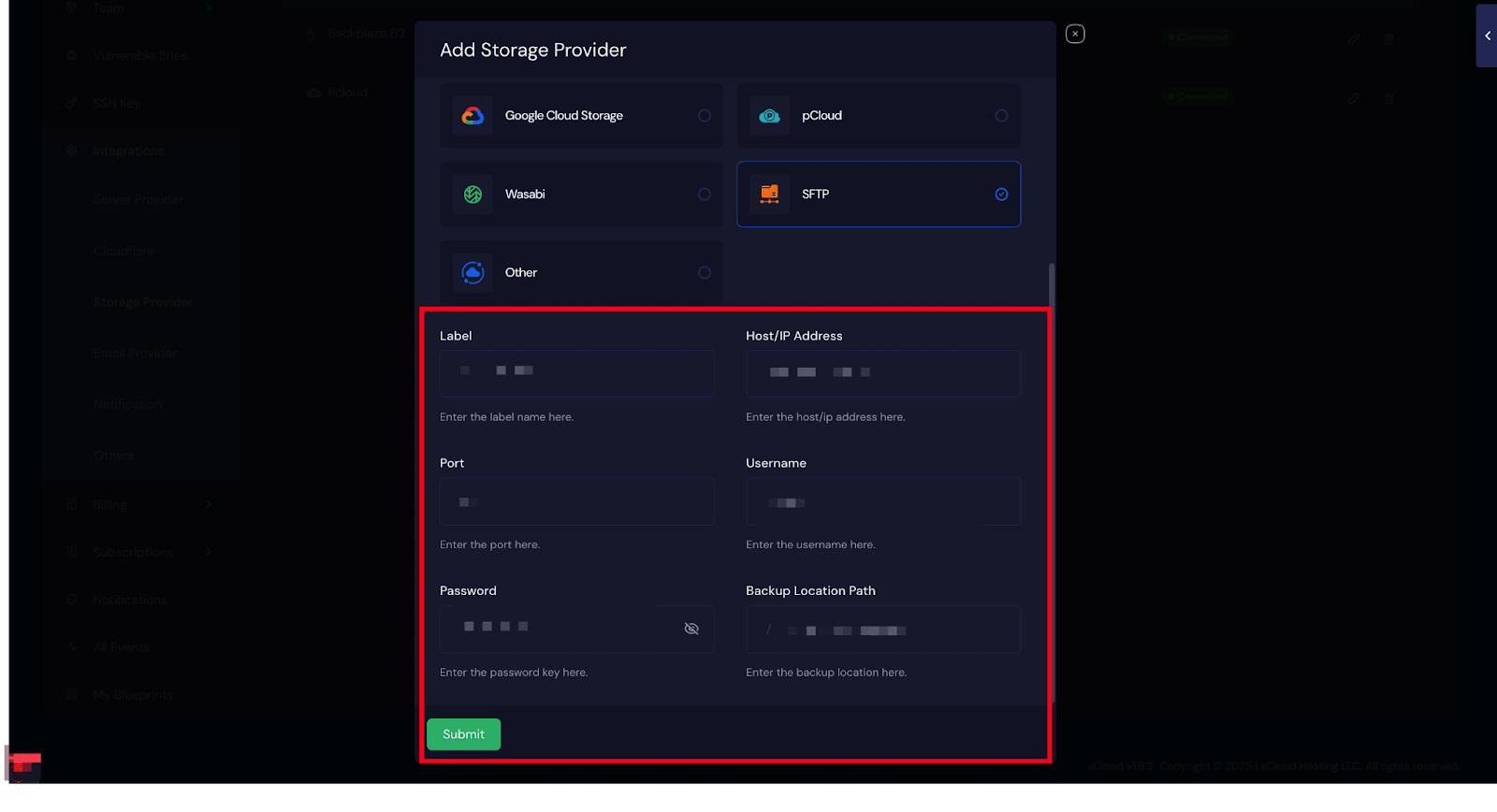 Integrate SFTP Storage Provider