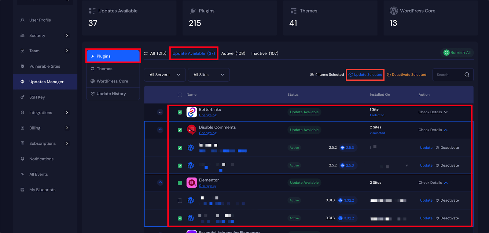 Update Plugins, Themes, and WordPress Core