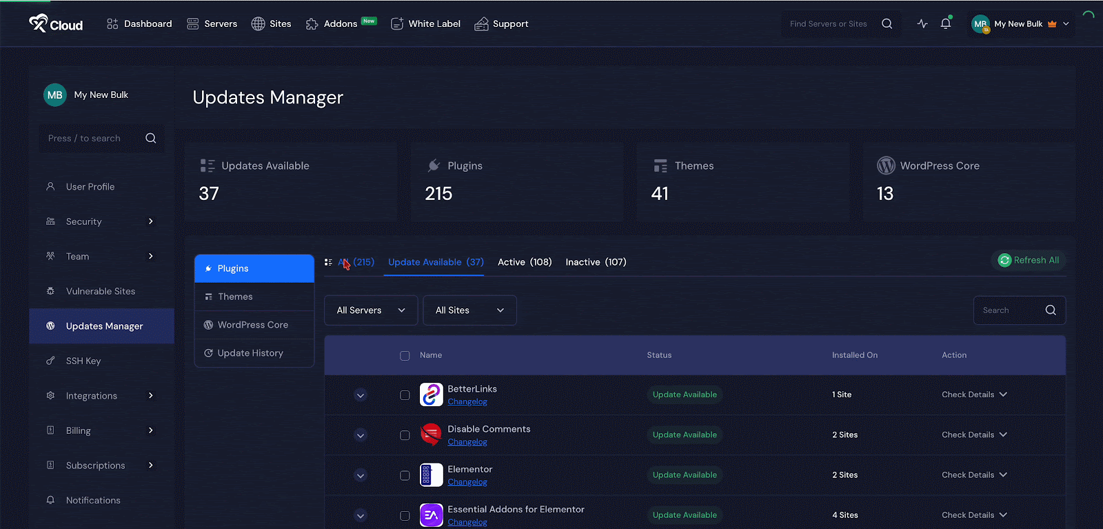 Update Plugins, Themes, and WordPress Core