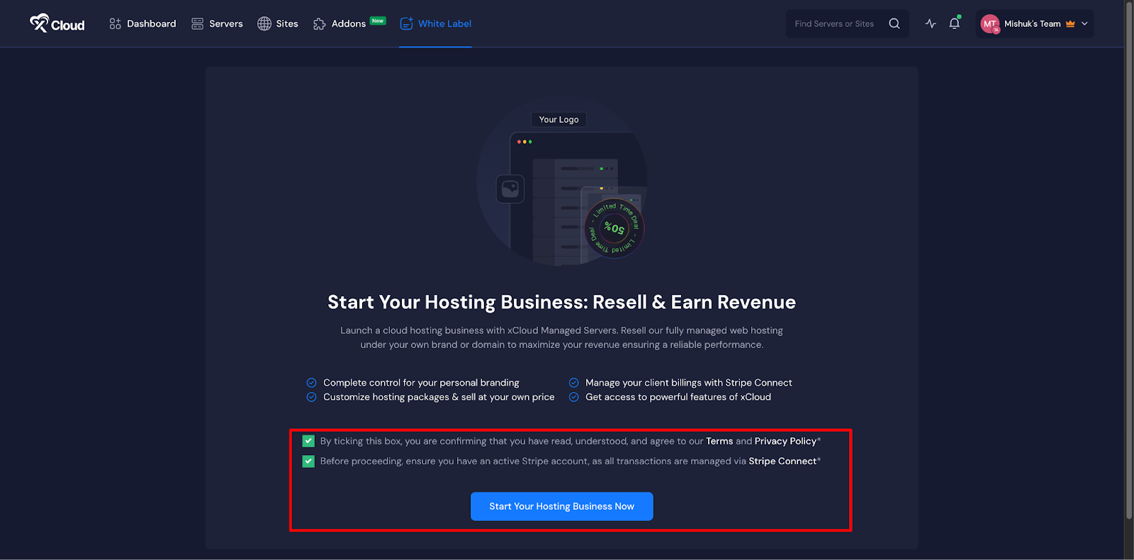 Resell Hosting with Self Managed Server Provider